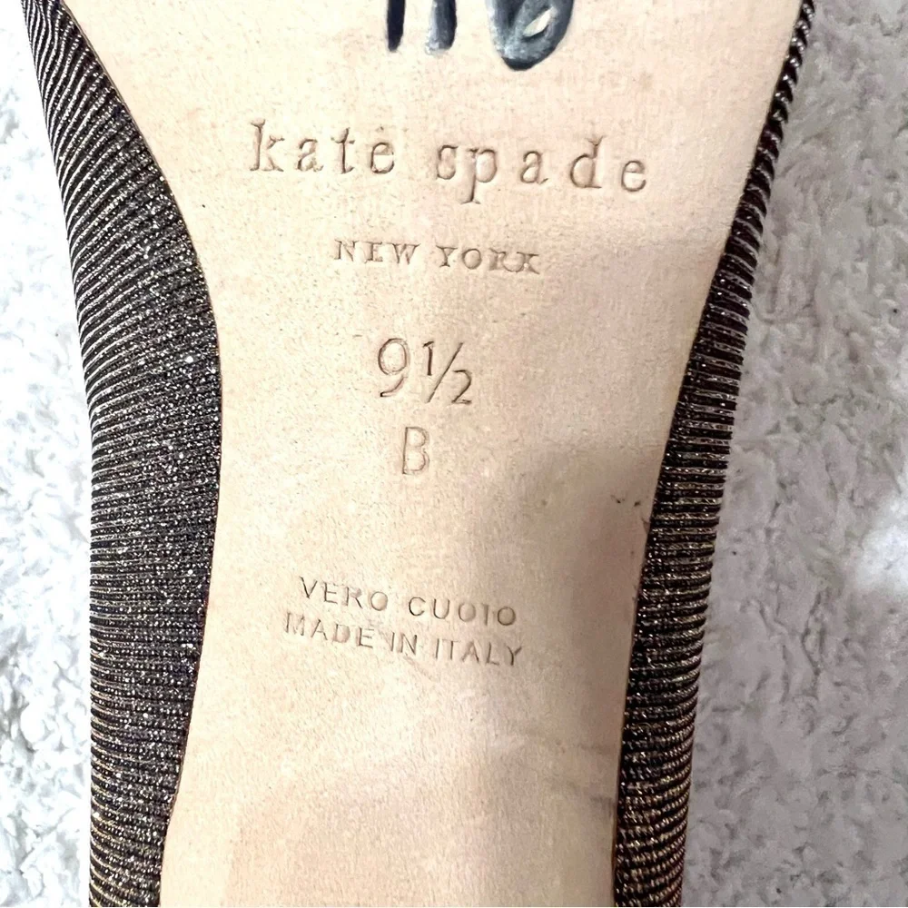 Kate Spade Juliette Italy Bow Pointed Toe Dress Pumps Sparking Bronze Bridal 9.5